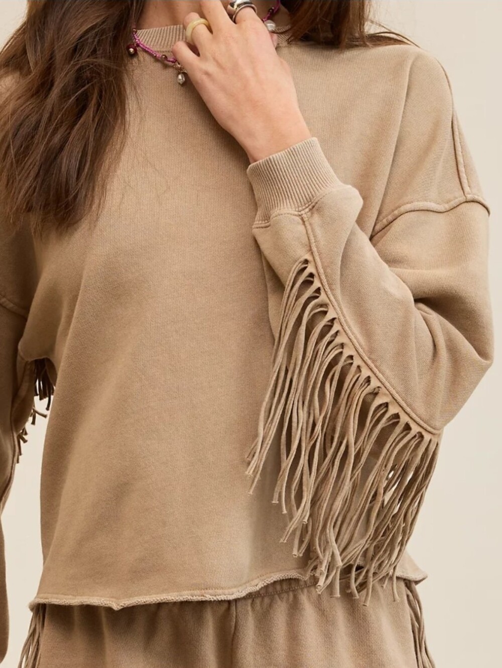 aerie Festival Fringe Crew Sweatshirt - Size L - Picture 5 of 6